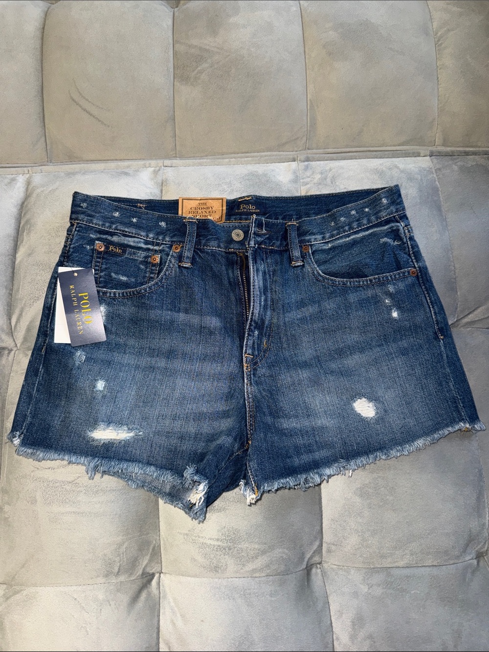NWT Polo by Ralph Lauren Women's Distressed Dark Blue Denim Cutoff Shorts